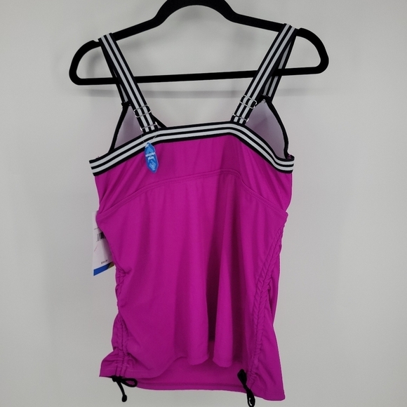 Free Country Women's Magenta Plus Size Track Stripe Tankini Size xxl - Picture 4 of 14